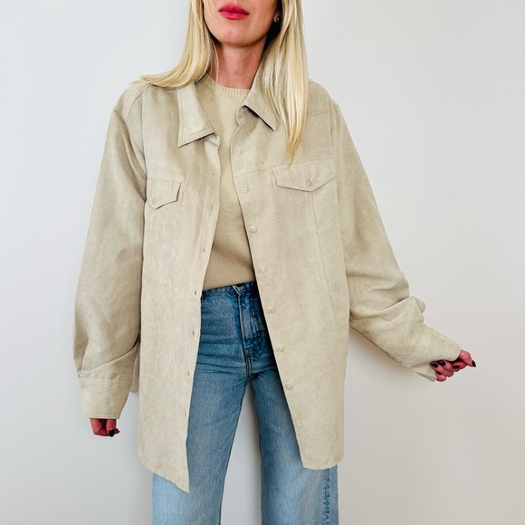 Carolina Colours Faux Suede Long Sleeve Button Down Chest Pockets Shirt - Picture 2 of 11